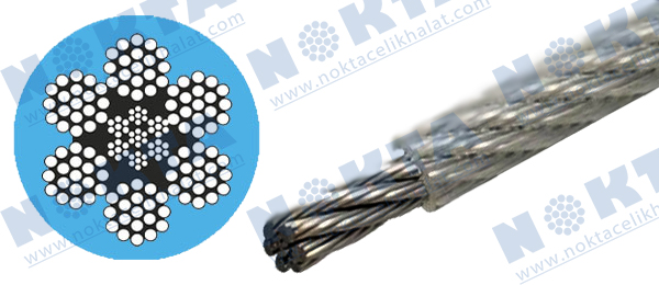 6x19 ÇELİK ÖZ GALVANİZLİ PVC İZOLE KAPLI ÇELİK