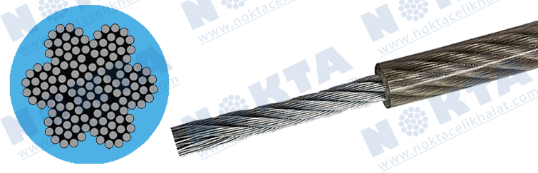 7x19 KROM PASLANMAZ PVC İZOLE KAPLI ÇELİK HALAT